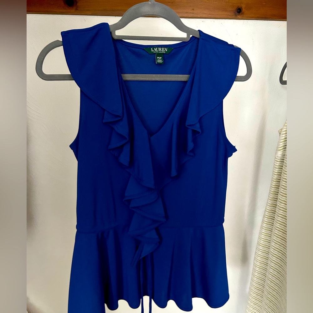 Ralph Lauren Drawstring Waist Ruffled Top